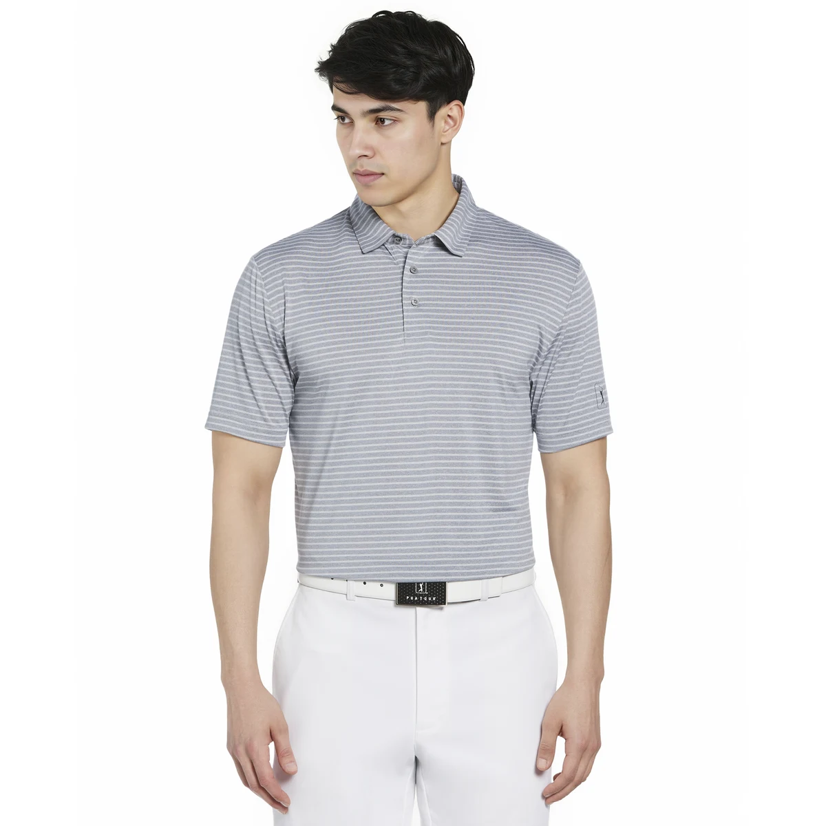 Short Sleeve Heather Strip Feeder Polo 1