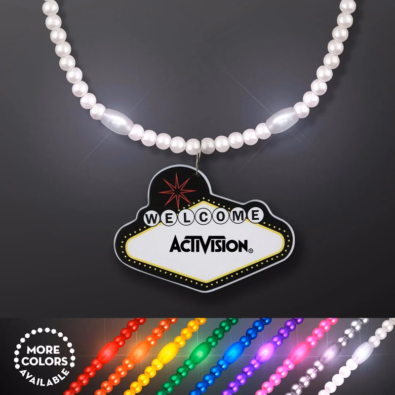LED Bead Necklace with Las Vegas Medallion