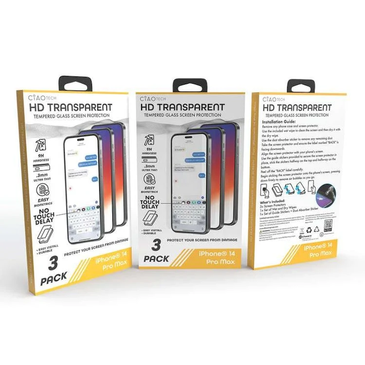 Iphone 14 Pro Max Glass Transparent Screen Protector 3pk 1