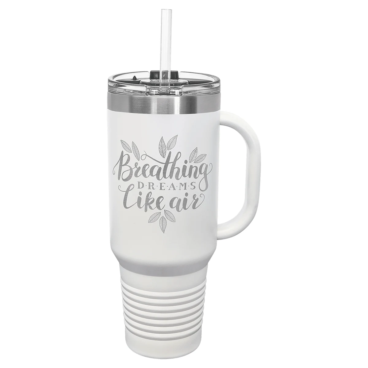 Polar Camel 40 oz. White Travel Mug with Handle, Straw Included 1