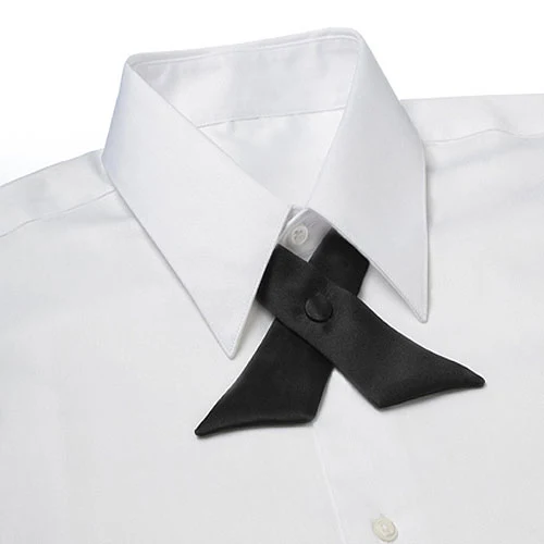 Black Polyester Satin Crossover Tie 1