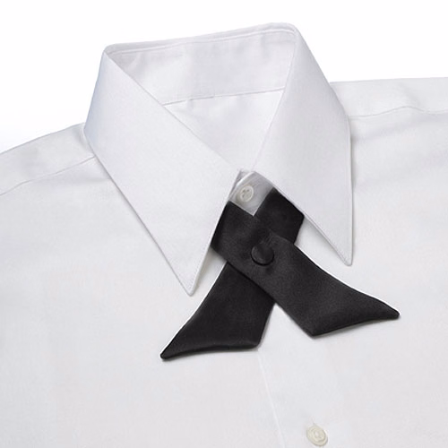 Black Polyester Satin Crossover Tie