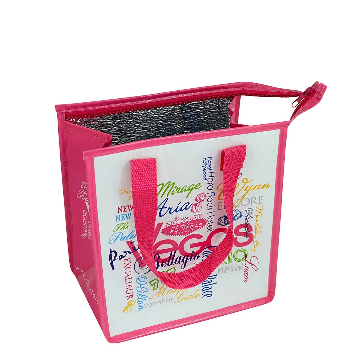 Full-Color 120g Laminated Non-Woven Insulated Lunch Bag w/Zipper Closure 9"x10"x5.5" 1