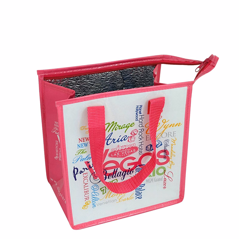 Full-Color 120g Laminated Non-Woven Insulated Lunch Bag w/Zipper Closure 9"x10"x5.5"