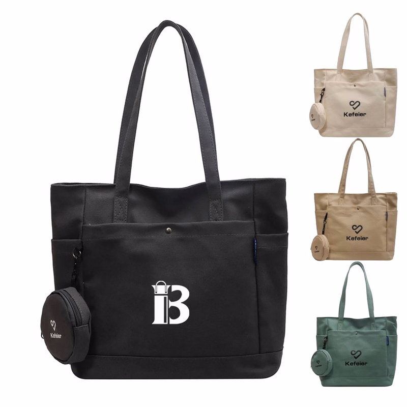 Spacious Canvas Commuter Bag w/ Coin Purse