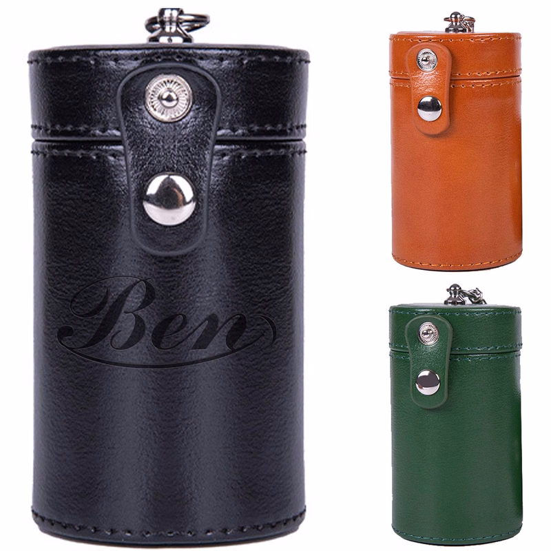 PU Cylindrical Storage Box with Key - chain