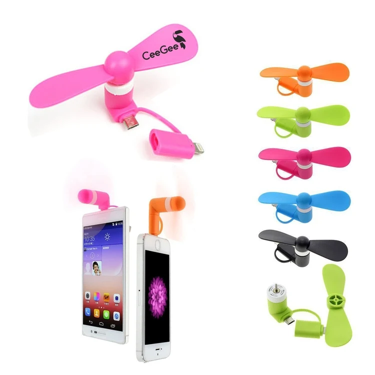 SM00033 - 2 in 1 Portable Micro USB iPhone Port Electric Fan Cooling For ios and Android Phone 1