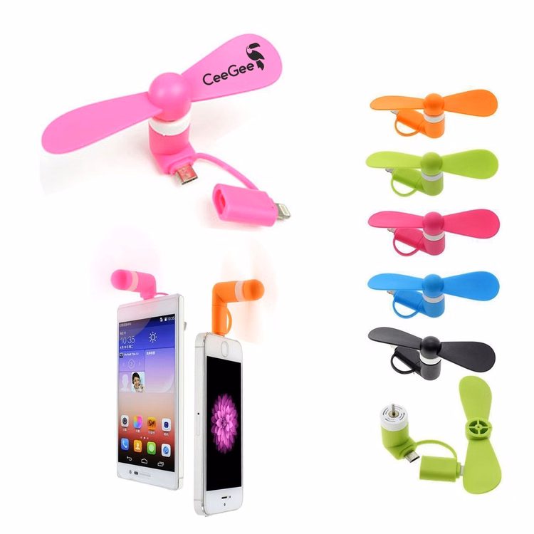 SM00033 - 2 in 1 Portable Micro USB iPhone Port Electric Fan Cooling For ios and Android Phone