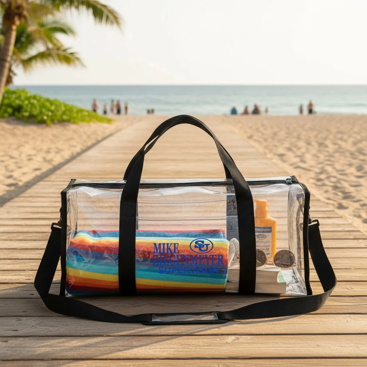 Clear Two-way Zipper Duffle Sport Bag with/ Removable Shoulder Strap 1