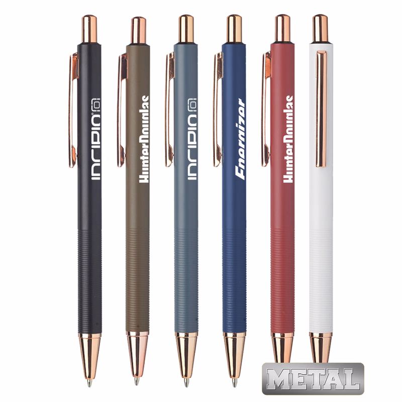 Union Printed - Ridge Metal Pens with Rose Gold Trims