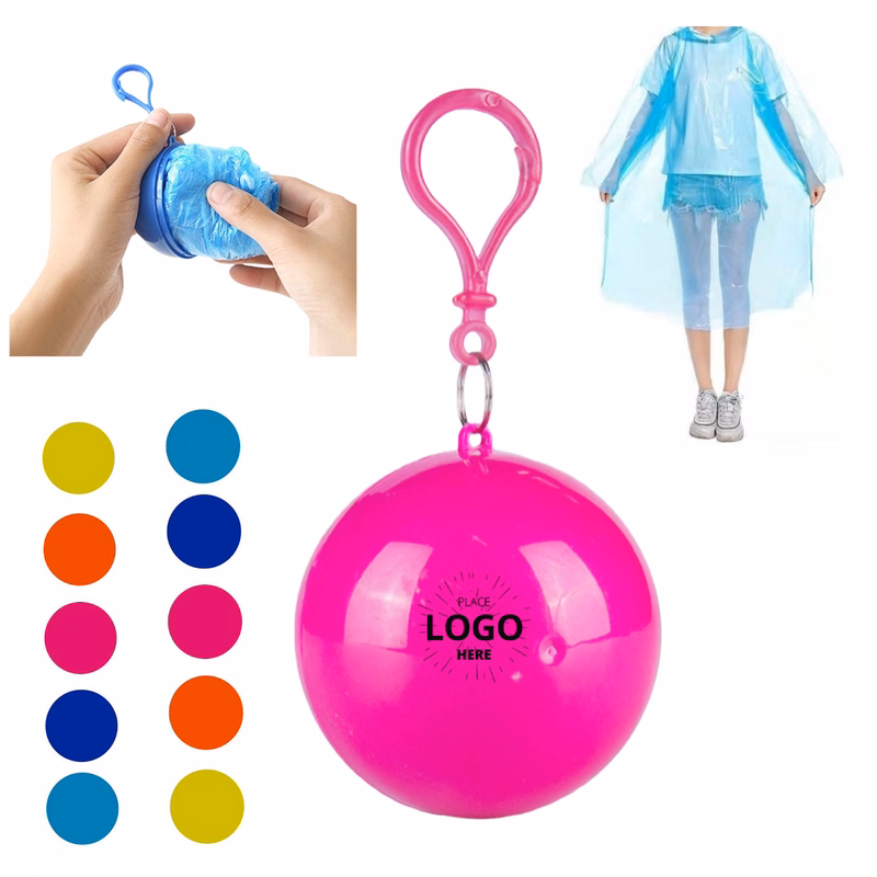 Portable Disposable Emergency Rain Poncho with Ball Case