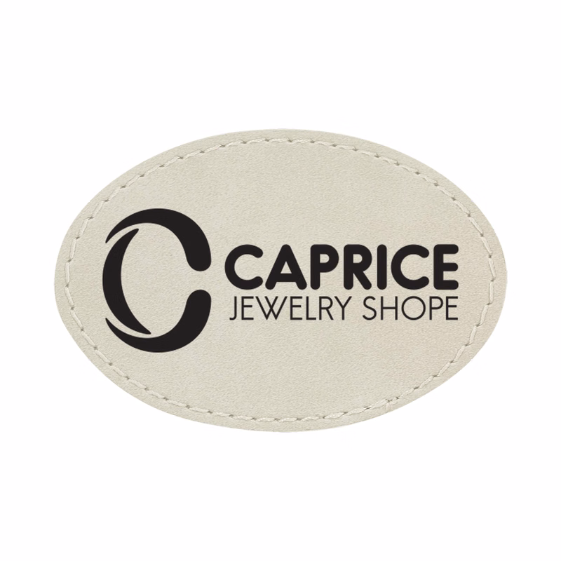 3" x 2" White Leatherette Oval Patch with Adhesive