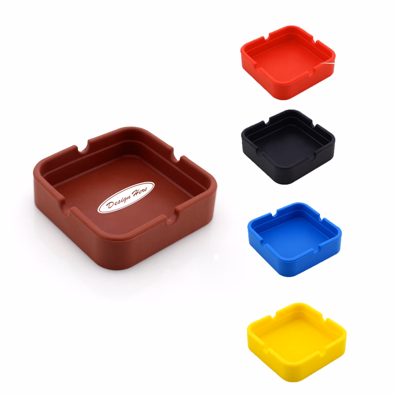 Durable Silicone Drop-Proof Square Ashtray for Safe Use