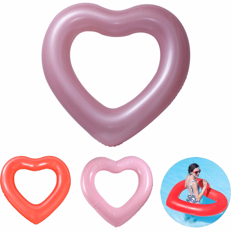Thickened PVC Adult Heart-Shaped Inflatable Swimming Ring