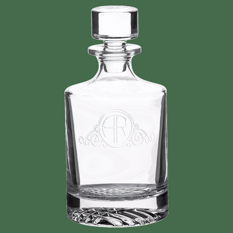 Polar Camel Clear 850 M L Round Glass Decanter in Black Gift Box with Printed Paper Sleeve