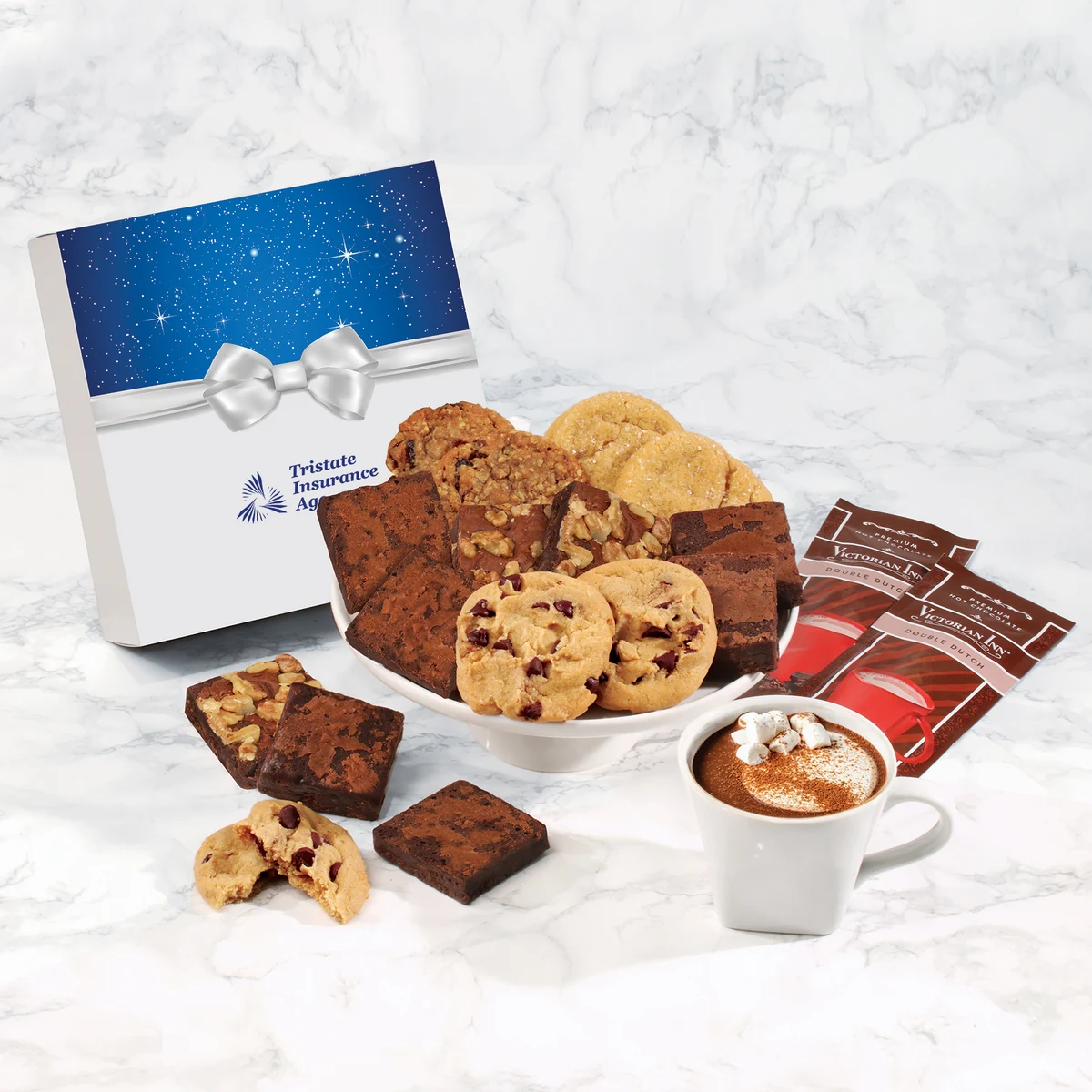 Gourmet Cookie & Brownie Gift Box with Bow Sleeve 1