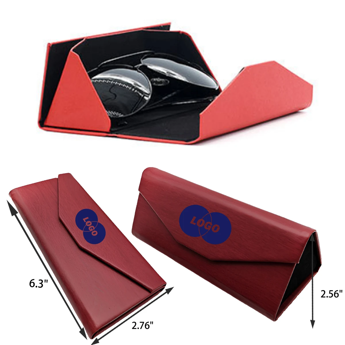 MOQ 50 PCS Versatile Foldable Leather Eyeglasses Case 1