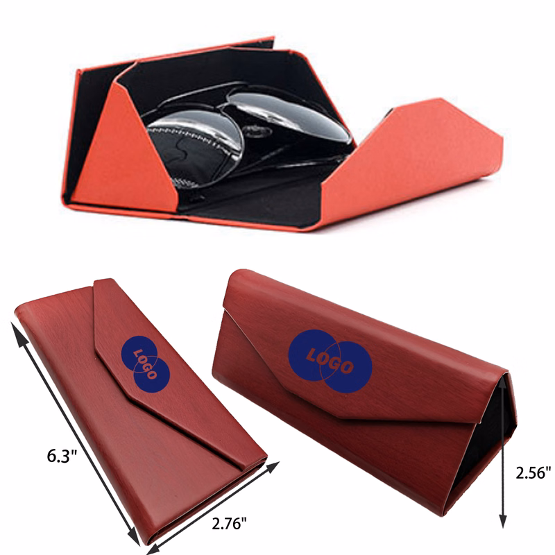 MOQ 50 PCS Versatile Foldable Leather Eyeglasses Case