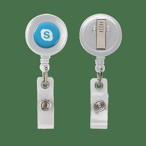 Retractable Zip Cord w/ Epoxy Dome & Vinyl Snap Attachment w/ Bulldog Clip 1