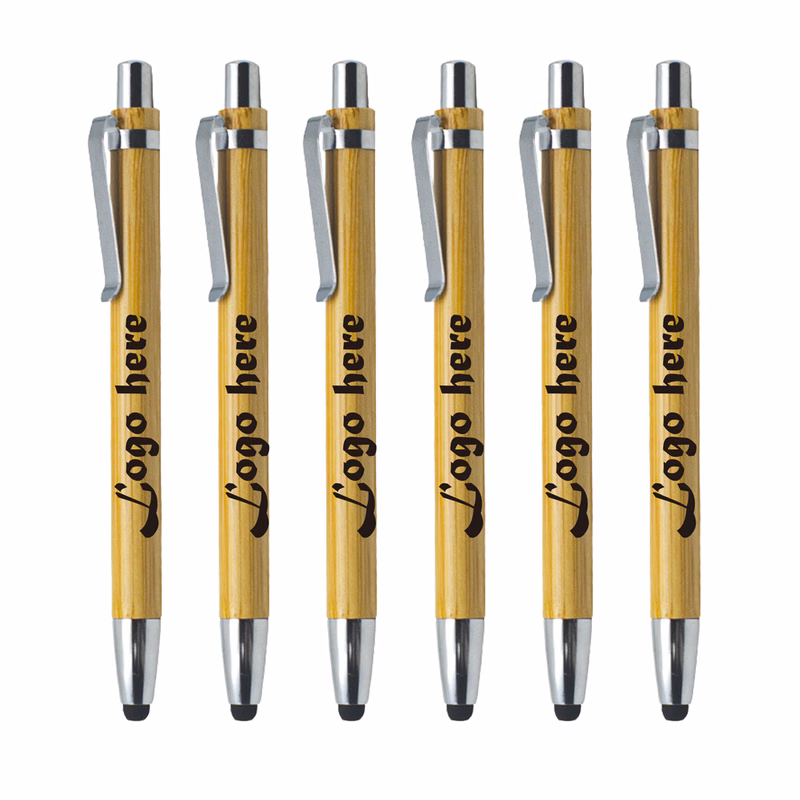 MOQ50 Personalized Bamboo Touch Screen Ballpoint Pen