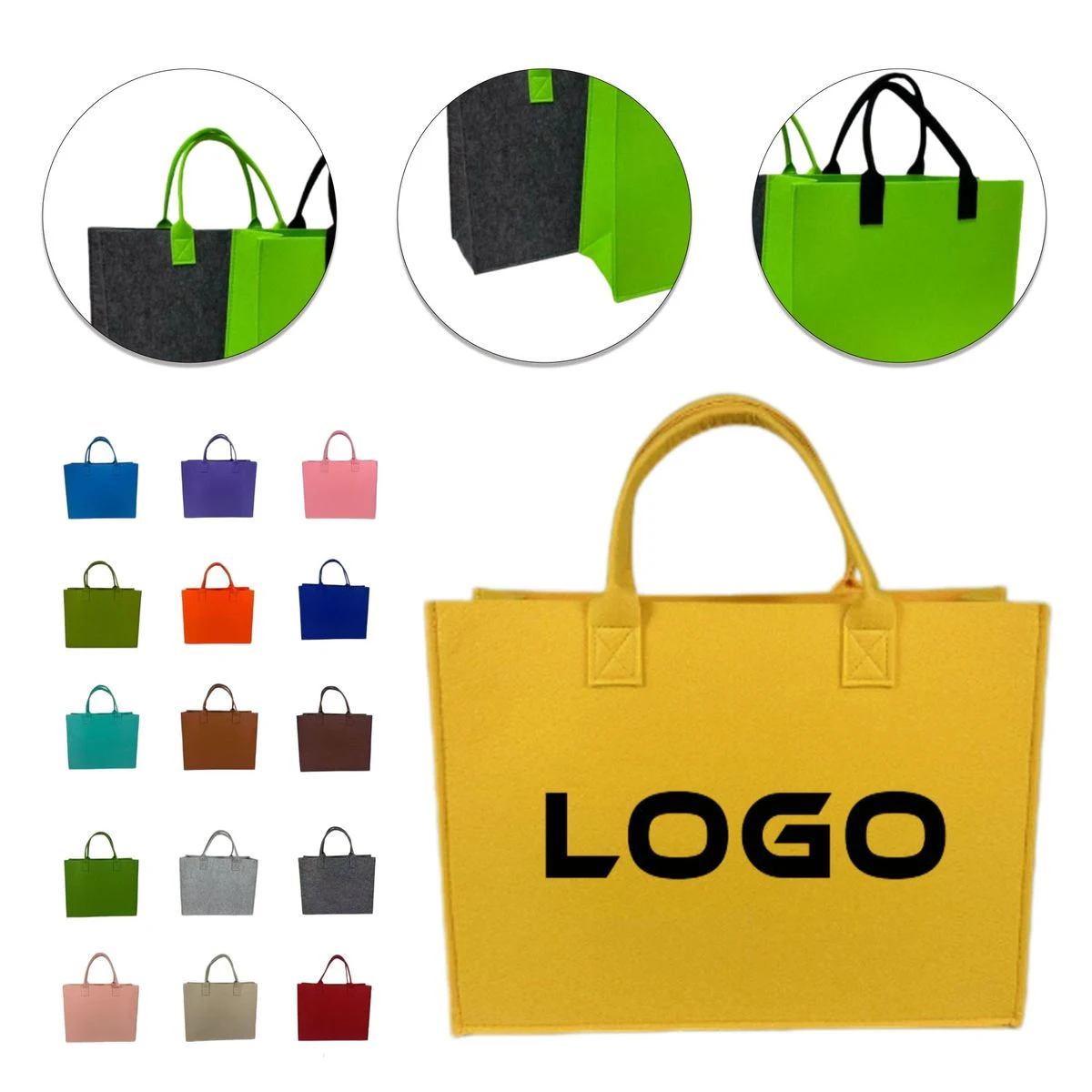 Custom Large?Capacity Colored Felt Bag, custom tote bag with logo imprint 1