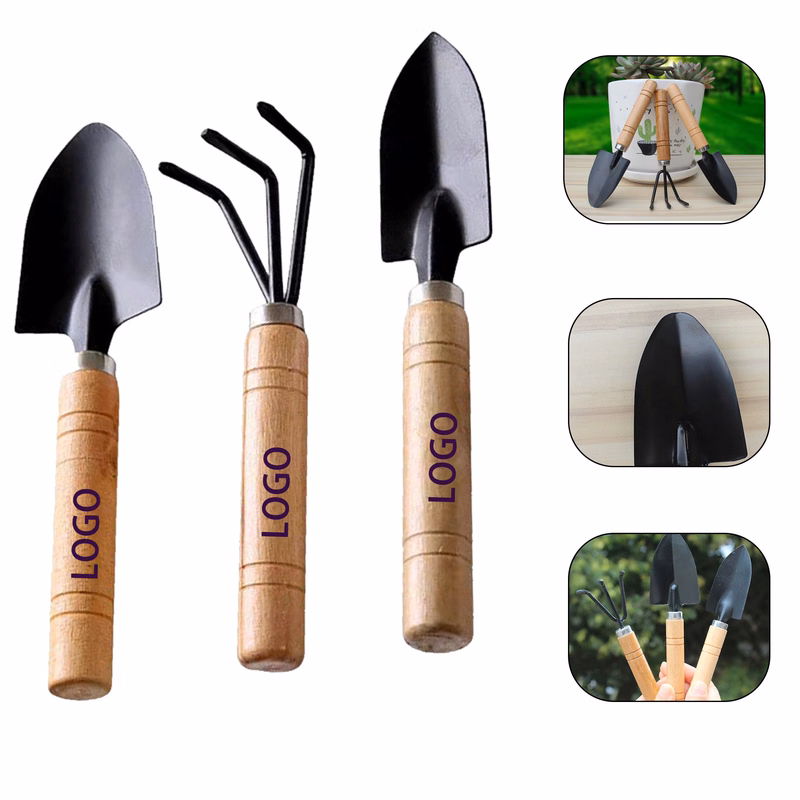 Mini Three pieces Set Of Wooden Garden Tool