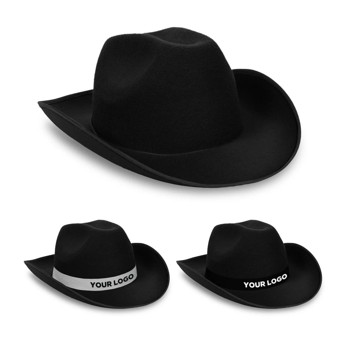 Black Cowboy Hat with Black Band(Imprinted) 1