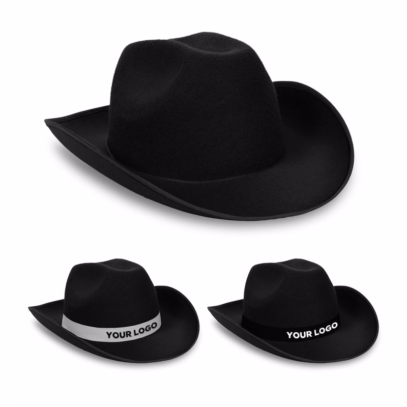 Black Cowboy Hat with Black Band(Imprinted)
