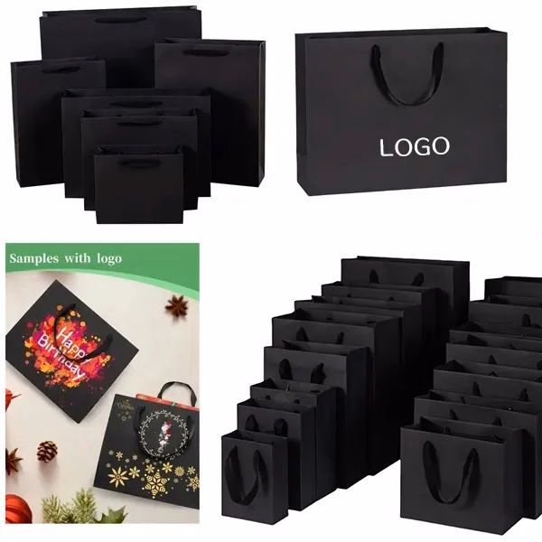 Large Black Paper Gift Bags with Handles