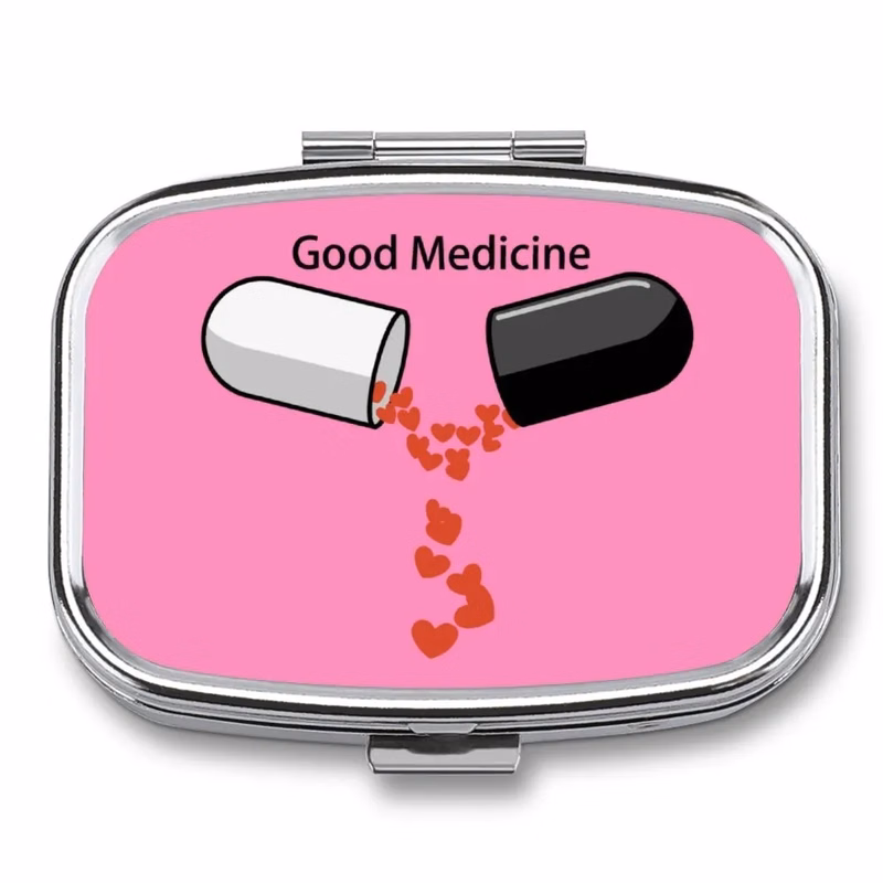 Metal Pill Organizer with 2 Compartments