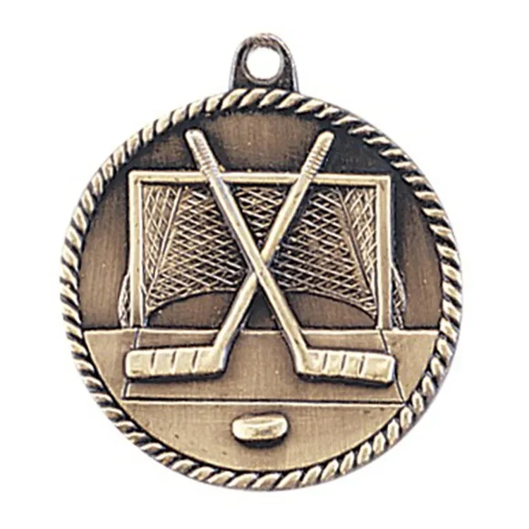 2" High Relief Medal-Hockey 1