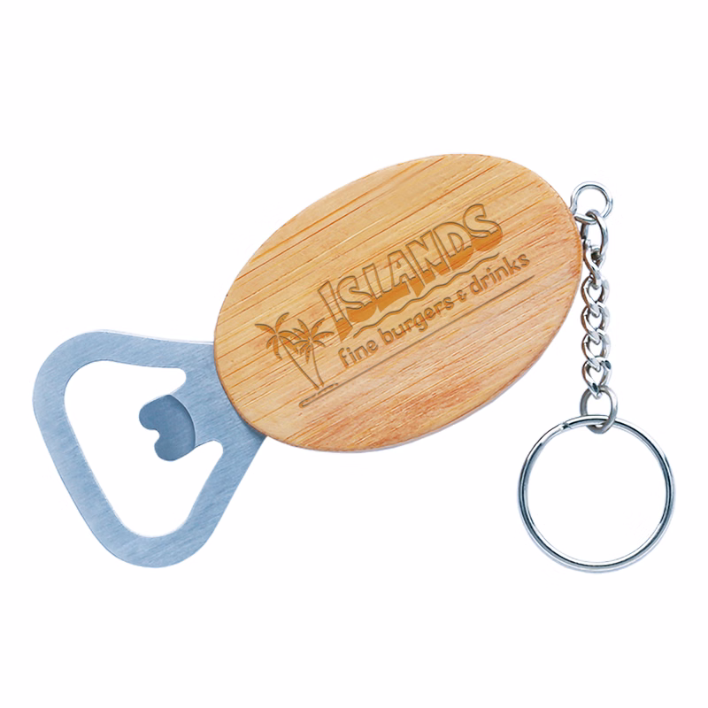 Bamboo Bottle Opener Keychain