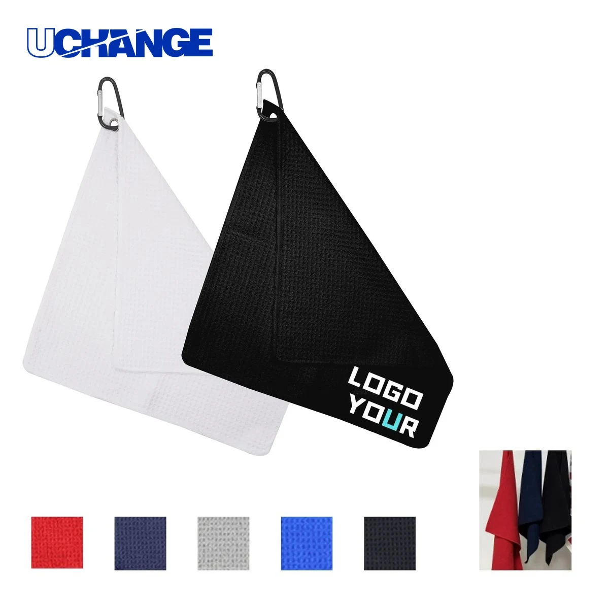 Microfiber Waffle Golf Towel Rag with Carabiner 1