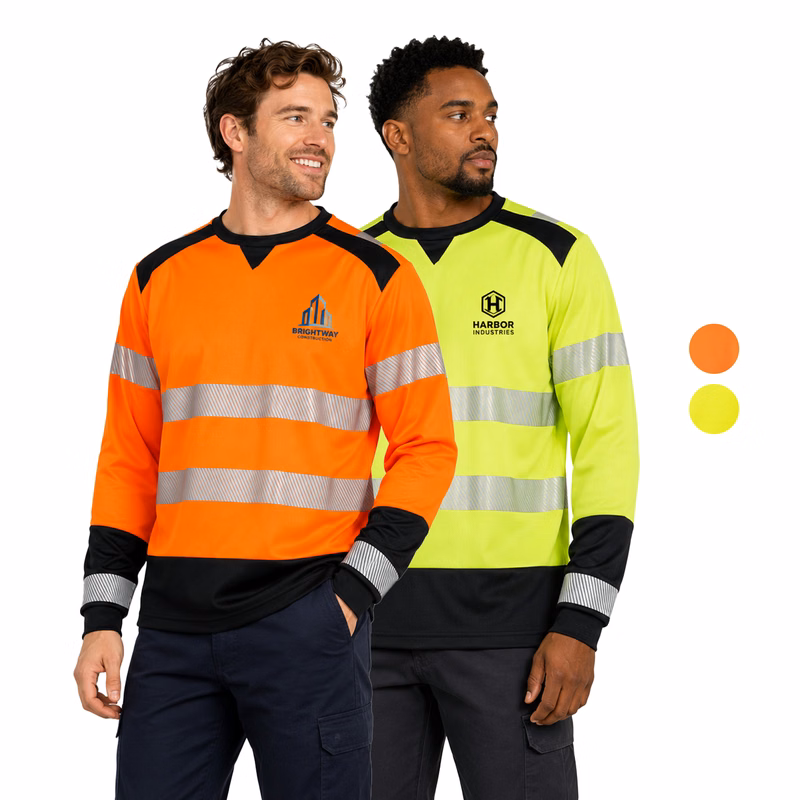 3.8 Oz. Polyester Class 3 Color Block Safety Long Sleeve T-Shirt With Segmented Tape