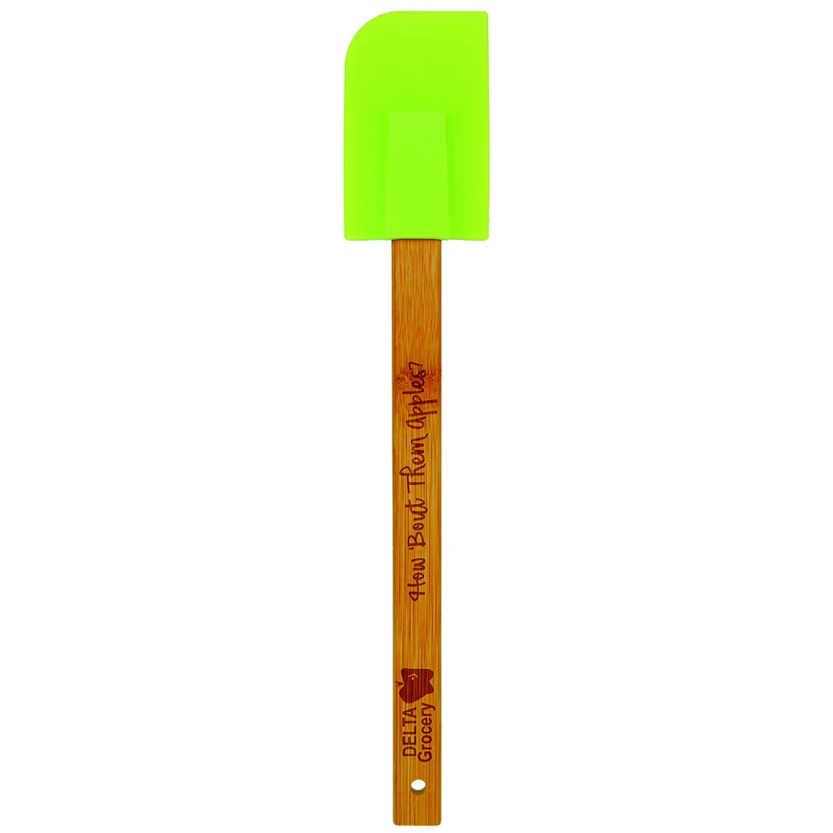 11" Green Silicone Spatula w/ Bamboo Handle 1