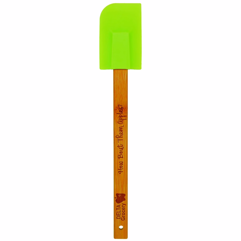 11" Green Silicone Spatula w/ Bamboo Handle