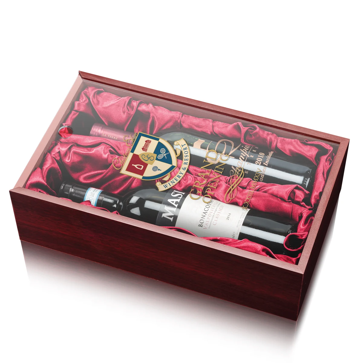 Archer Wine Box - Red Satin 1