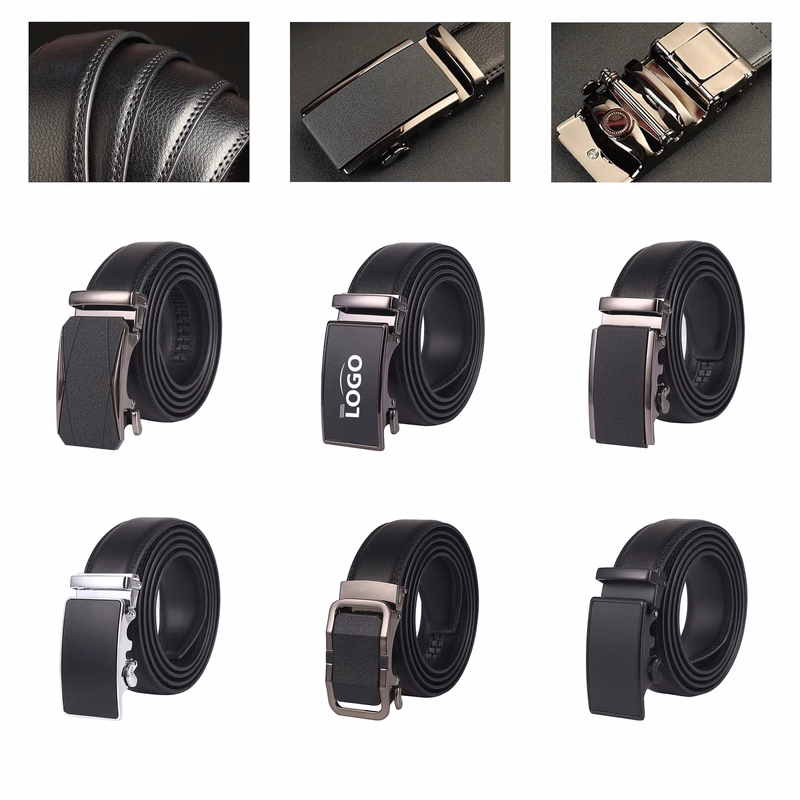Men's Automatic Buckle Split Leather Business Belt