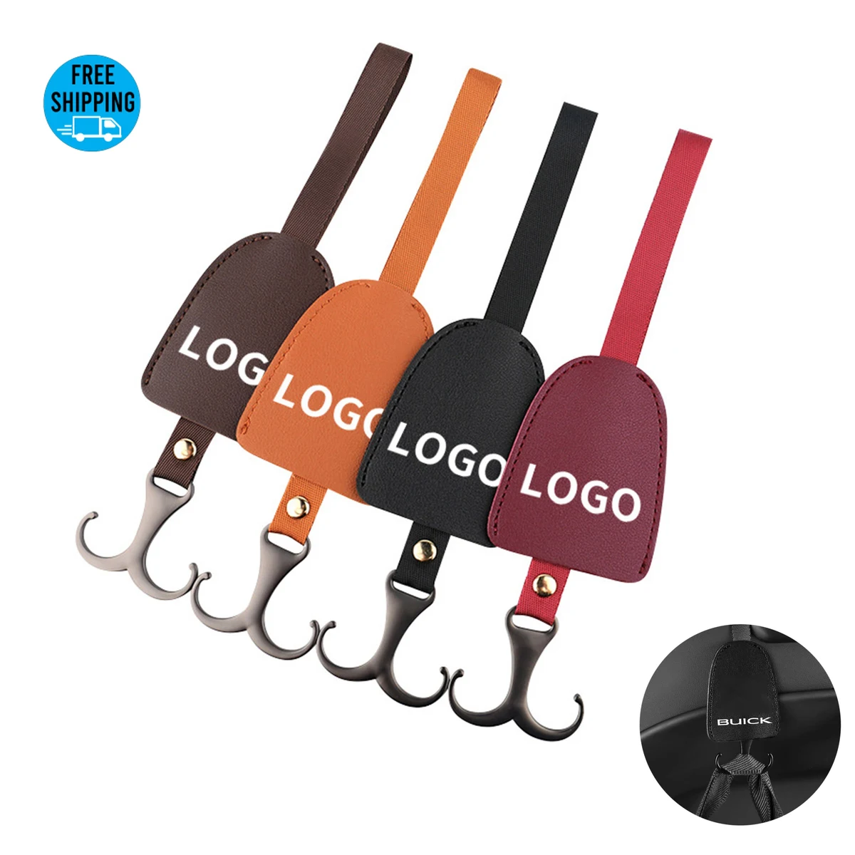 Vegan Leather Car Seat Back Hook 1