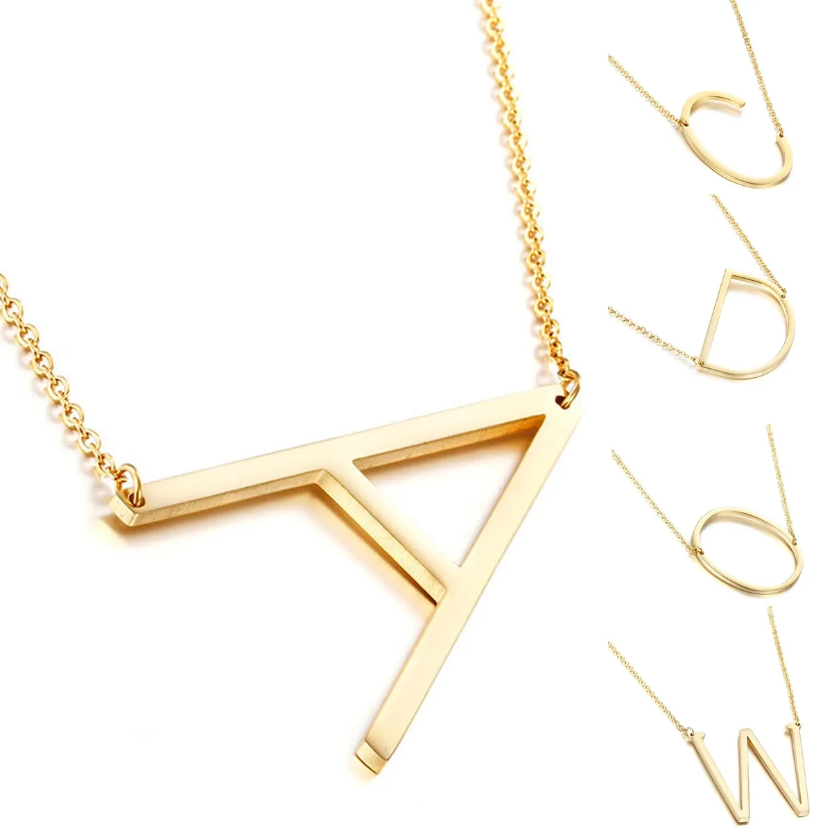 Minimalist Titanium Steel Alphabet Necklace 1