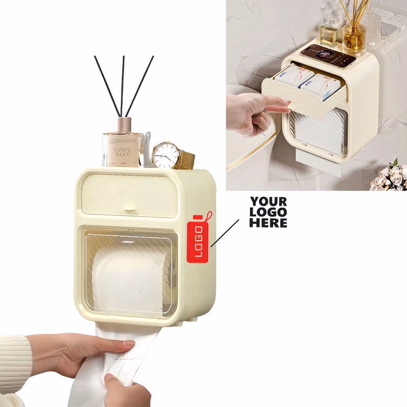 Premium Waterproof Wall Mounted Tissue Holder No Drill