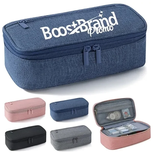 Custom Large Capacity Canvas Pencil Case with Zipper — Student & Office Organizer 1