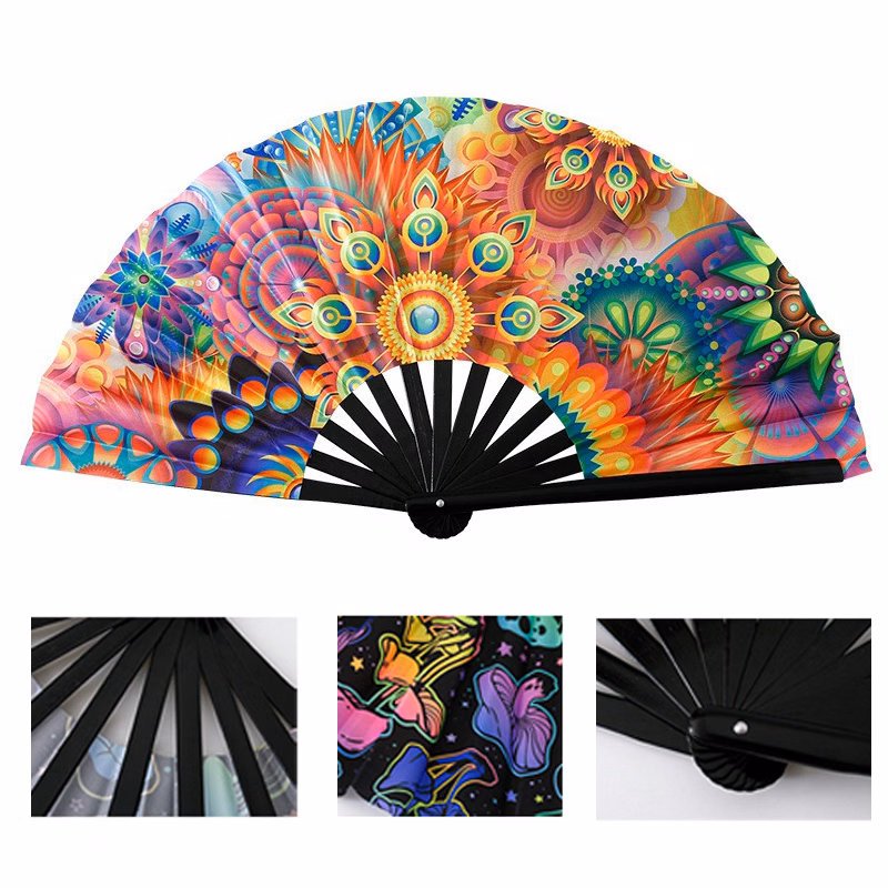 13" Plastic Fluorescent Folding Hand Fan