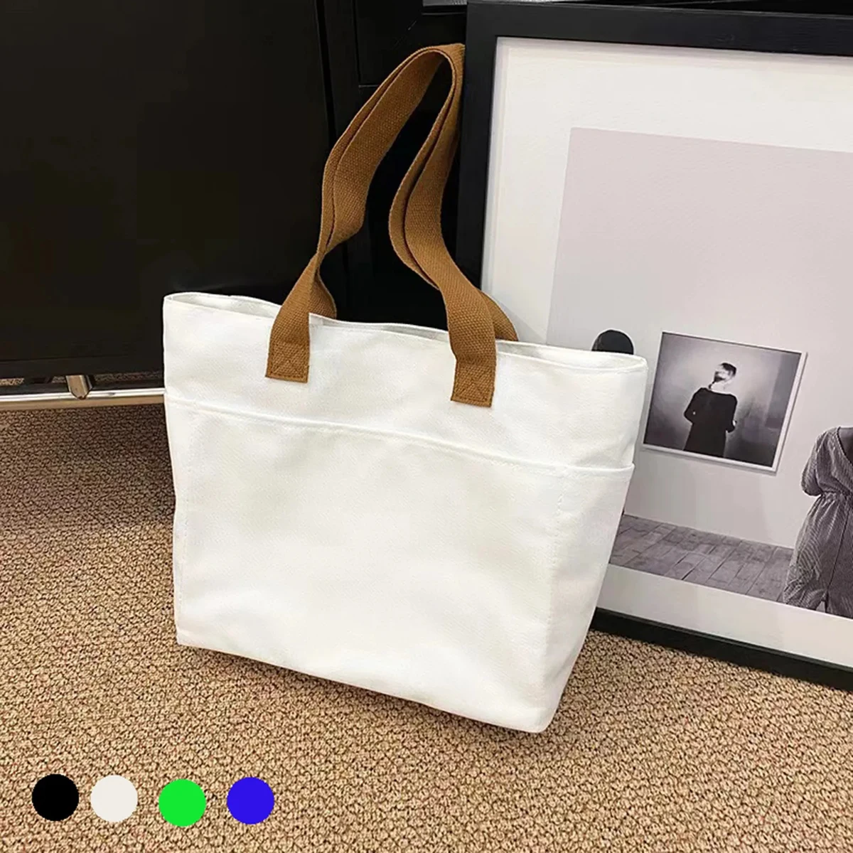 Big Capacity Shoulder Bag With Pockets, custom tote bag with logo imprint 1