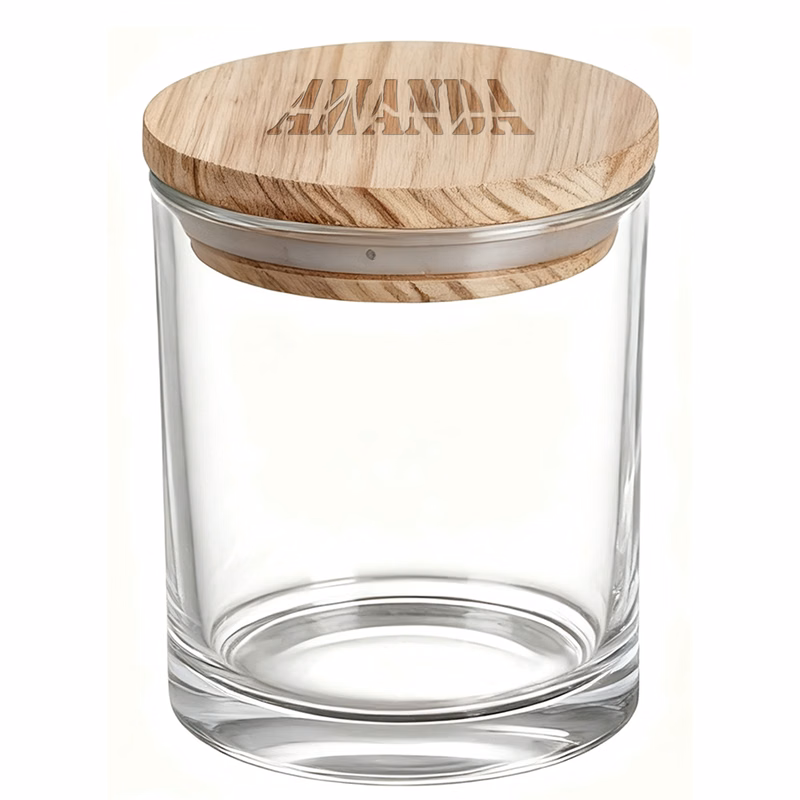 Wooden Lid Transparent Candle Holder