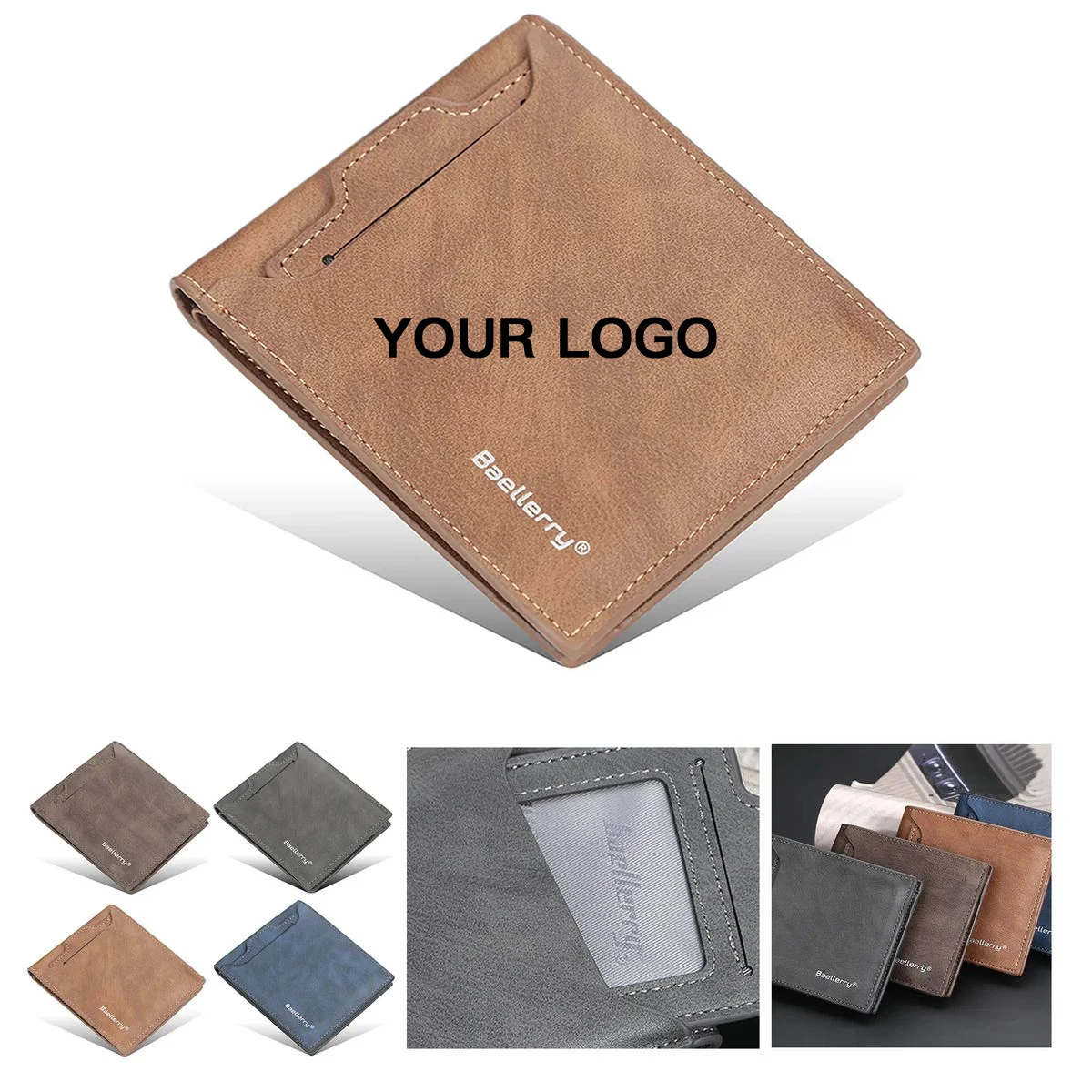 Mens PU Leather Tri Fold Wallet with Multiple Card Slots 1