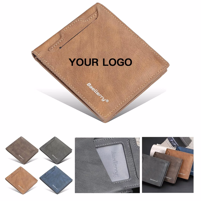 Mens PU Leather Tri Fold Wallet with Multiple Card Slots