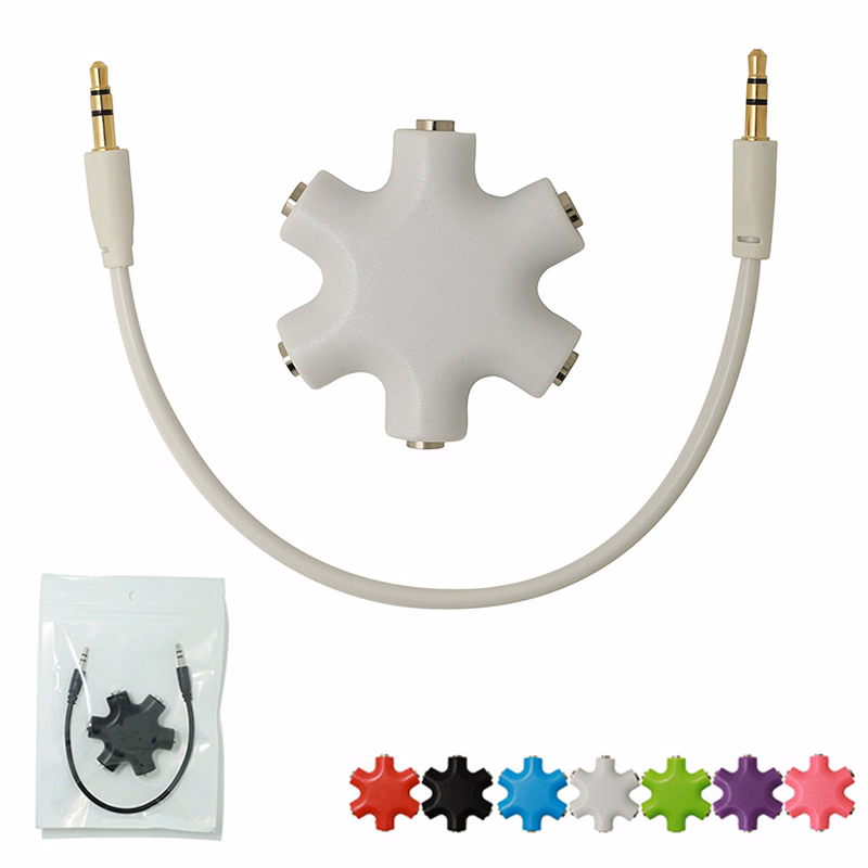 Snowflake 6-Way Adapter Audio Headset Hub Splitter