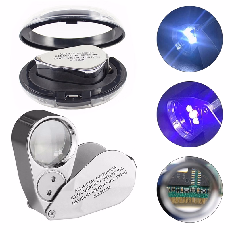 Jewelry Loupe 40X Magnifier with LED Light
