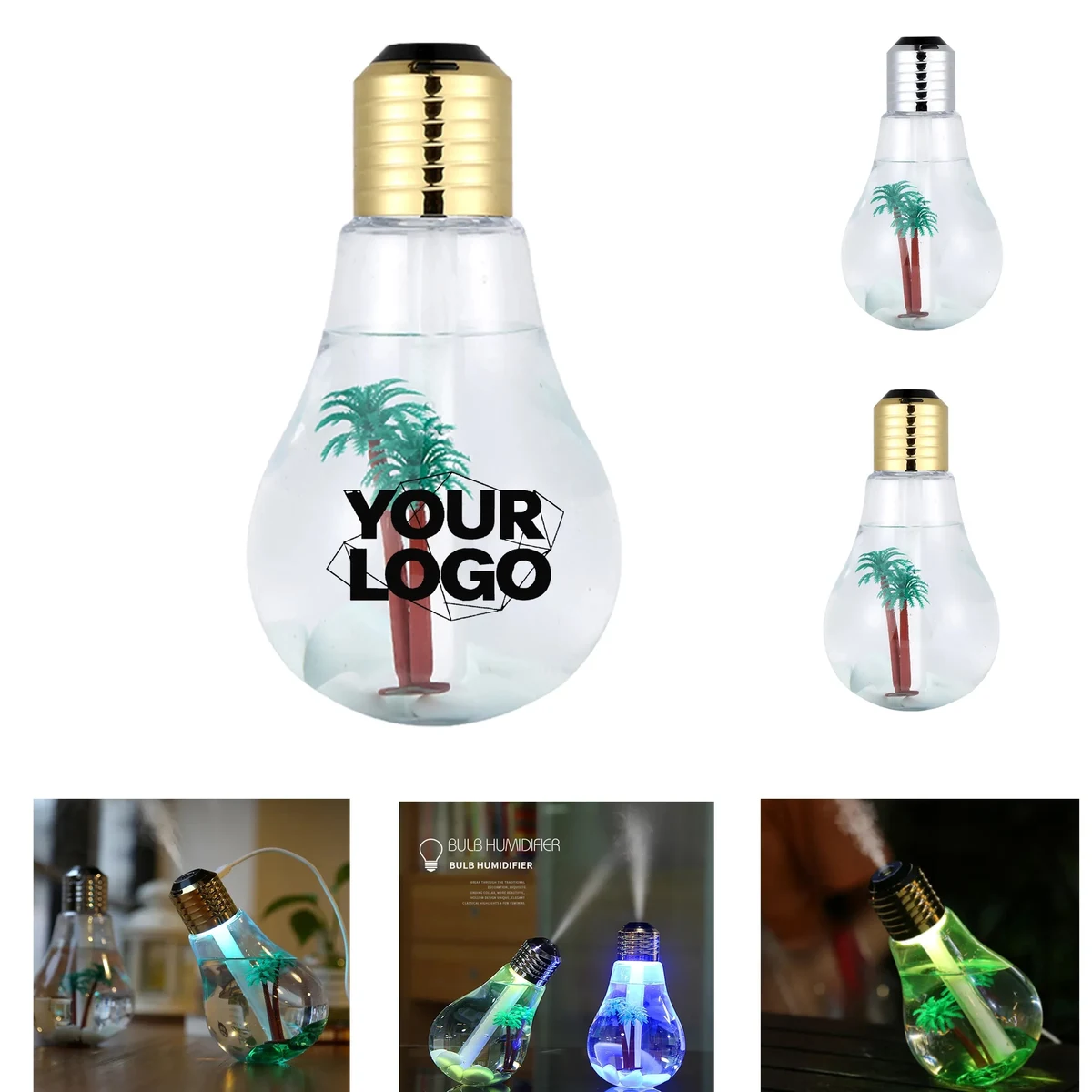 Bulb Humidifier with LED Lights, custom plastic cup with logo imprint 1